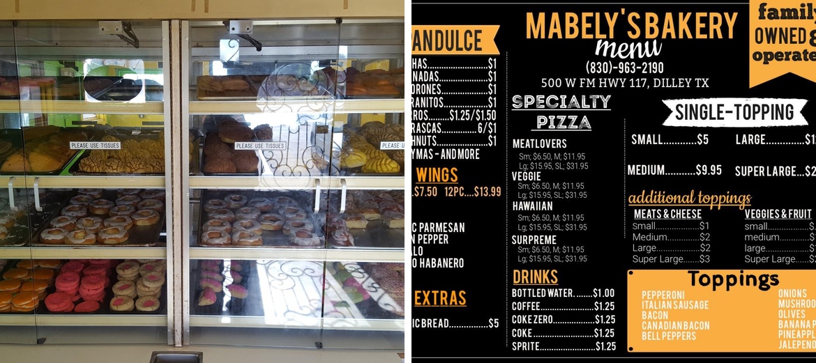Mabely's Bakery Menu