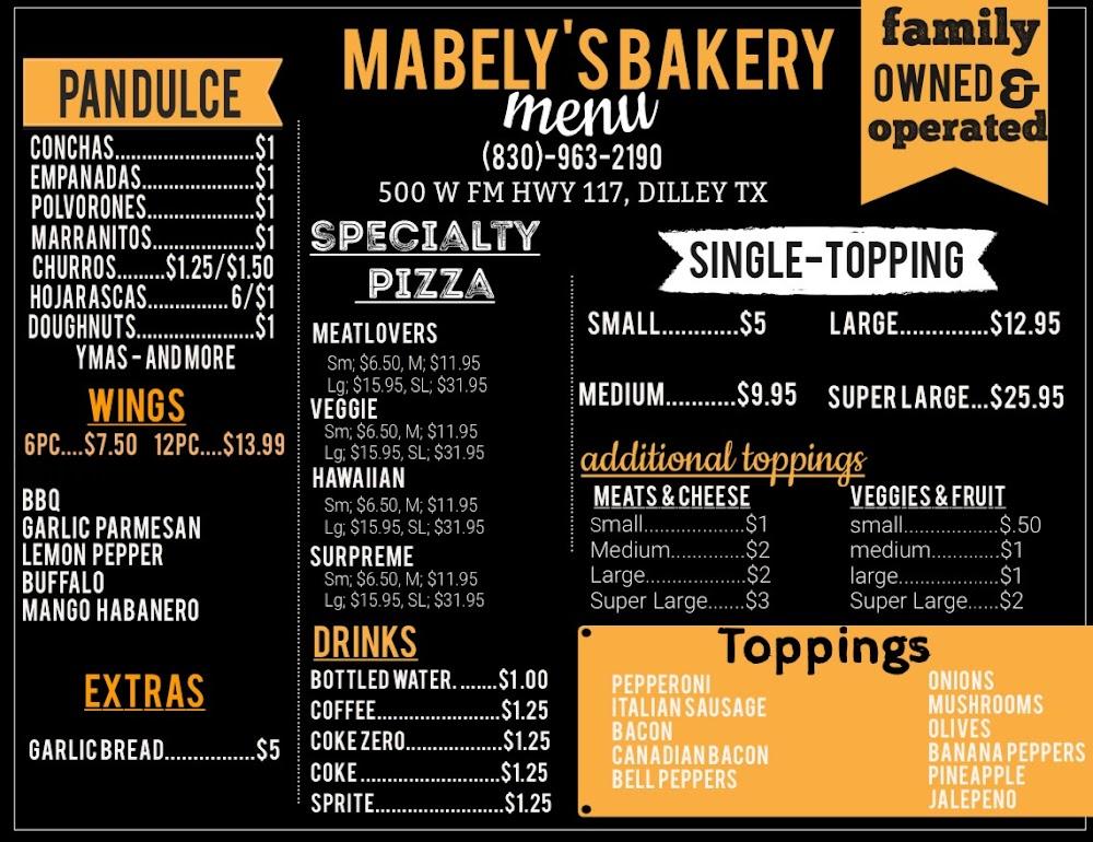 Mabely's Bakery Menu image 1